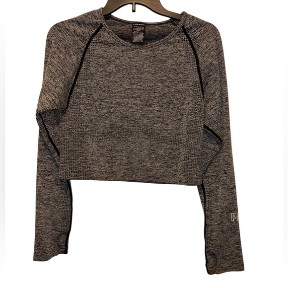 Pink Victoria's Secret Seamless Crop Top Long Sleeve Grey - Picture 1 of 6